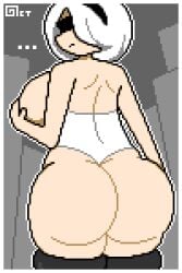 1girls ass ass_focus back_view blindfold bubble_butt headband huge_ass huge_breasts nier:_automata octotron2000 pixel_art thick_thighs thighhighs white_hair wide_hips yorha_2b