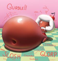 adventure_time big_belly bloated_belly candy_people_(at) cherry_cream_soda deep_navel drooling food_creature huge_belly hyper_belly mob_face oogabutt overweight_female rumbling_stomach stomach_noises