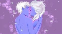 1boy 1girls arms_around_neck ass blonde_female blonde_hair closed_eyes cowgirl_position crossover disney disney_princess dreamworks elsa_(frozen) female_on_top frost frozen_(film) hand_in_hair hand_on_thigh hugging ice jack_frost jack_frost_(rise_of_the_guardians) jelsa kissing making_out moon moonlight nude nude_female nude_male on_lap outdoors outside passionate passionate_kiss rise_of_the_guardians romantic silver_hair white_hair