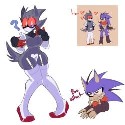 1boy 1female 1girls 1male big_breasts black_pupils blue_fur blue_hair english_text female female_focus furry gloved_hands gloves grey_body grey_fur grey_hair hearts heels male no_mouth oc original_character question_mark red_eyes sega signature simple_background socks sonic.exe sonic.exe_(creepypasta) sonic.exe_(series) sonic_(series) sonic_the_hedgehog_(series) tagme tagme_(character) tail text thecykox29! thick_thighs white_background white_eyes white_pupils