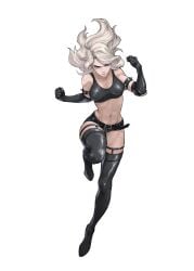 action_pose blonde_hair blue_eyes female oc original ozkh saebryel_burne skimpy_clothes solo