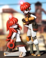 1boy 1boy1girl 1girls 3d 3d_model dell_spencer horny_female mimi_sentry red_hair robot robot_boy robot_girl sentry_(team_fortress_2) sentry_turret skirt team_fortress_2 tf2 thighhighs thighs valve valve_(company) yellow_eyes