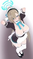 1girls 3d 3d_animation animated asuna_(blue_archive) big_breasts black_choker black_footwear blonde_female blonde_hair blue_archive bow breasts cleaning_&_clearing_(blue_archive) cleavage dancing detached_collar elbow_gloves eyebrows_visible_through_hair female garter_belt giddora gloves gradient_background halo hands_behind_head heels huge_breasts jiggle long_hair looking_at_viewer looking_up maid maid_headdress maid_uniform millennium_science_school_student mole mole_on_breast mp4 no_sound shaking_butt shaking_hips short_sleeves simple_background smile smiling solo solo_female stockings tagme top_view video white_gloves white_legwear white_stockings