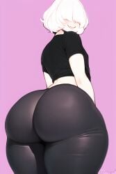 1boy ai_generated ass big_ass big_butt black_pants black_shirt bottom_heavy ethan_harry femboy feminine_male girly girly_boy goth huge_ass huge_butt human looking_back male male_only nai_diffusion oc original_character pale-skinned_male pale_skin presenting presenting_ass presenting_hindquarters smile smiling solo stable_diffusion thick_thighs white_hair whoram wide_hips yoga_pants