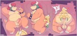 !!! 2boys absurd_res all_fours anal anal_sex anthro bitebox64 bowser duo gay gay_sex heart hi_res koopa koopa_troopa larger_penetrated lying male male/male male_only mario_(series) nintendo on_back on_side overweight overweight_male penetration scalie size_difference slightly_chubby