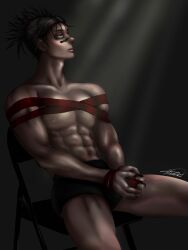 1boy bondage choso_kamo jujutsu_kaisen male male_only nipples solo tied_up underwear