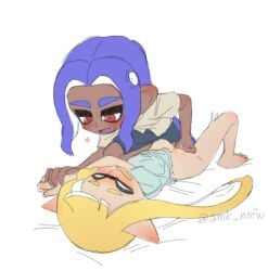 animal_humanoid anthro blush bottomless bottomless_female cephalopod cephalopod_humanoid clothed clothed_male clothing embarrassed_nude_female female female_masturbation fingering hinibosu hiro_(splatoon) humanoid inkling inkling_girl male male/female mask_(marking) new_agent_3_(splatoon) nintendo octoling octoling_boy octopus pointy_ears pseudo_hair purple_hair pussy pussy_juice red_eyes splatoon splatoon_(series) splatoon_3 squid tentacle tentacle_hair veronika_(splatoon) yellow_hair