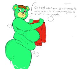 1girls animal_crossing ass bbw breasts bucunsfw charlise_(animal_crossing) dialogue female furry large_ass large_breasts nintendo sweaty sweaty_body