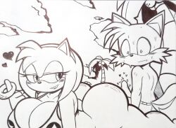 1boy 1boy1girl 1girls age_difference amy_rose anthro ass beach big_ass big_breasts big_butt bitting_lip blush boner boner_in_pants bottomless cyrosso erection erection_under_clothes laying_down laying_on_stomach older_female ring sega sonic_(series) sonic_the_hedgehog_(series) starrock64 tagme tails tease teasing younger_male