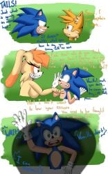 absurd_res angry anthro blue_body blue_eyes blue_fur brown_eyes canid canine eulipotyphlan female fox foxkai fur green_eyes group hedgehog hi_res lagomorph leporid male mammal orange_body orange_fur rabbit sega sonic_(series) sonic_the_hedgehog sonic_the_hedgehog_(series) tails tan_body tan_fur vanilla_the_rabbit