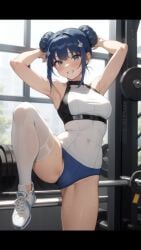 1girls ai_generated duel_monster evil_twin_lil-la gym lil-la_(yu-gi-oh!) sports_bra yu-gi-oh!