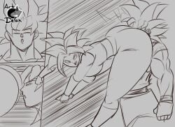 artdefox ass_on_face butt_attack comic_page dragon_ball dragon_ball_super femdom fusion huge_ass kefla legendary_super_saiyan sketch son_goku ultra_instinct universe_6/universe_7 universe_6_girls