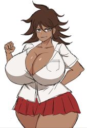 1girls 2020s 2023 akane_owari big_breasts big_thighs breasts brown_hair danganronpa danganronpa_2:_goodbye_despair dark-skinned_female dark_skin female female_only gigantic_breasts huge_breasts huge_thighs large_breasts momiji_(artist) open_mouth owari_akane shiny_breasts shiny_skin sketch spike_chunsoft tan tan_body teeth teeth_showing thick_thighs thighs