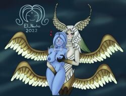 2022 4_wings absurd_res black_eyes black_hands blue_body blue_nipples blue_skin blush breast_grab breast_play breasts circlet closed_eyes colored digital_drawing_(artwork) digital_media_(artwork) dragon_ball dragon_ball_xenoverse el_nacho feathers female female/female female_majin final_fantasy final_fantasy_xiv fingering fingering_partner garuda green_body green_feathers hand_between_legs hand_on_breast heart hi_res karen_(el_nacho) legs_together looking_pleasured majin monster_girl multi_wing navel nipples noseless original_character pink_gem pseudo_hair sex shaded signature simple_background spread_wings square_enix steam tentacle tentacle_hair white_body white_feathers wings yellow_body yellow_feathers