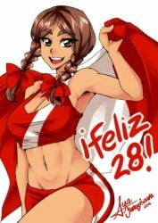 1girls 28_de_julio_(fiestas_patrias) clothing latina light-skinned_female light_skin peruvian_female peruvian_flag white_background