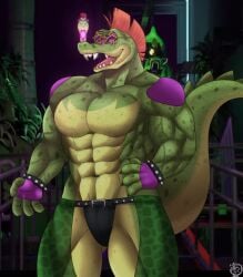 1boy 2023 abs accessory alligator alligatorid anthro anthro_focus anthro_only anthro_solo artist_logo beefy belt big_muscles bracelet bracelets buff bulge claws crocodile crocodilian crocodylid detailed_background digital_drawing_(artwork) digital_media_(artwork) fangs finger_claws fingerless_gloves five_nights_at_freddy's five_nights_at_freddy's:_security_breach flaccid furry furry_male furry_only glasses gloves green_skin hand_on_hip jockstrap long_tail male male_anthro male_only manly mohawk_(hairstyle) montgomery_gator_(fnaf) mostly_nude muscles muscular_anthro muscular_arms muscular_male muscular_thighs navel nesameko no_visible_genitalia open_smile partially_clothed partially_clothed_male pecs pectorals red_hair reptile reptile_humanoid scales scalie scalie_humanoid scottgames sharp_teeth shoulder_pads smile smiley_face smiling solo spiked_tail spikes spikes_(anatomy) star_glasses steel_wool_studios studded_belt studded_bracelet sunglasses thick_tail underwear underwear_only