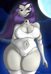 1girls aged_up big_breasts cameltoe cleavage dc dc_comics eyebrows female female_only goth goth_girl grey_body grey_skin large_breasts leotard long_hair looking_at_viewer milf purple_eyes purple_hair rachel_roth raven_(dc) solo solo_female solo_focus teen_titans teenagebratwurst thick_thighs thighhighs thighs voluptuous wide_hips