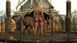 3d abs amazon barbarian barefoot blonde blonde_hair dungeons_and_dragons elf enslaved geterafromfaerun goblin goblin_male half-elf half_elf muscular muscular_female sex_slave slave slavegirl tagme tribal yolande_(geterafromfaerun)