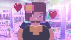 1girls blue_eyes brown_hair female flower_in_hair horny_female human_female humanoid jenny_belle_(slipperyt) light-skinned_female light_skin minecraft outside pale-skinned_female pale_skin stage_builder super_smash_bros. tagme