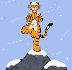 absurd_res anthro breasts dangermons dreamworks felid female genitals hi_res kung_fu_panda mammal master_tigress nude pantherine simple_background solo tiger