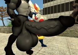 big_breasts big_penis breasts cinderace huge_breasts huge_cock lucario novaparadox1337 penis pokemon pokemon_(species) thick_thighs wide_hips