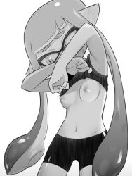 agent_3_(splatoon) blush cephalopod cephalopod_humanoid clothed embarrassed nintendo organ_rn showing_breasts splatoon tagme