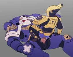 adeptus_astartes boltgun gay imperium_of_man lewdbees_(artist) malum_caedo shas'la_kais space_marine tagme tau ultramarines warhammer_(franchise) warhammer_40k yaoi