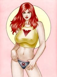 crop_top cute jean_grey marvel marvel_comics marvel_girl panties phoenix_(x-men) shy underwear x-men