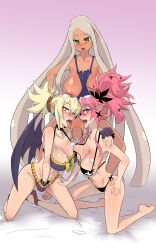 1futa 2girls animal_ears bra breasts clothed clothing cum cum_in_hair dark-skinned_futanari dark_skin disgaea disgaea_2 disgaea_3 disgaea_5 exposed_breasts female fingering_self futa_on_female futanari huge_cock kneeling large_breasts licking_penis light-skinned_female light_skin lingerie masturbation mostly_nude multiple_girls nippon_ichi_software oral panties penis penis_lick rozalin sapphire_rhodonite seraphina_(disgaea) sex squatting threesome tongue tongue_out ukato_studios underwear underwear_only