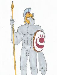 anthro balls canid canine canis casual_nudity crix_raccoon flaccid foreskin fur genitals hi_res hoplite humanoid_genitalia humanoid_hands humanoid_penis male mammal manly muscular muscular_anthro muscular_male navel nipples nude pecs penis solo wolf