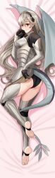 1girls ass bare_thighs big_ass black_panties corrin_(fire_emblem) corrin_(fire_emblem)_(female) dakimakura dakimakura_design dragon_girl dragon_tail dragon_wings female female_only fire_emblem fire_emblem_fates grey_hair inner_thighs looking_at_viewer nico-mo nintendo panties pointy_ears red_eyes solo tail thighs underwear wings