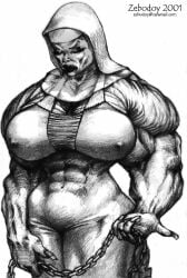 biceps big_breasts breasts female huge_breasts large_breasts muscles muscular muscular_female nun zebodoy