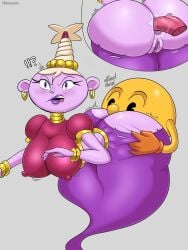 ass ass_in_face ass_worship bandai_namco breasts breasts eating_ass face_in_ass female flavorcream genie huge_ass huge_breasts jean_(pac-man_and_the_ghostly_adventures) licking licking_ass male nipple_bulge pac-man pac-man_(series) pac-man_and_the_ghostly_adventures pac-man_eyes pointy_hair tongue_in_anus