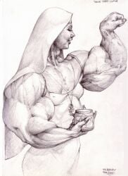 biceps breasts female muscles muscular muscular_arms muscular_female nun small_breasts zebodoy