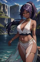 ai_generated alternate_costume bleach breasts deinacht female female_only greek_clothes nai_diffusion shihouin_yoruichi solo stable_diffusion tagme