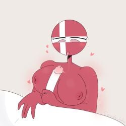 1boy 1girls breasts countryhumans countryhumans_girl cum cum_in_mouth denmark_(countryhumans) paizuri red_body saliva sucking united_states_of_america_(countryhumans) unknown_male white_hair xx.canada.xx