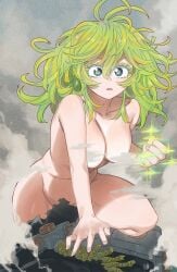 canonical_scene gaston18 gloves green_hair long_hair my_hero_academia nude nude_female smoke tooru_hagakure tooru_hagakure_(visible)