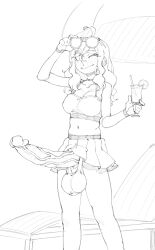 ;) beach big_balls big_penis bikini chair erect fan_character futanari holding_object huge_cock long_hair makinakid monochrome original_character paris_(oc) penis_under_skirt pokemon_oc sketch skirt sunglasses umbrella veiny_penis wink