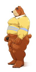 animal_crossing anthro balls bear blush closed_eyes flaccid furry jumperbear male male_only nintendo overweight pantsless penis shirt solo solo_male teddy_(animal_crossing) ursid