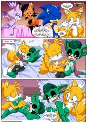 anthro ass bbmbbf blaze_the_cat blush breasts cassia_the_pronghorn comic female licking licking_pussy male male/female mobius_unleashed nicole_the_lynx nude palcomix pussy sega sex sonic's_guide_to_spanking_(comic) sonic_(series) sonic_the_hedgehog sonic_the_hedgehog_(series) tails