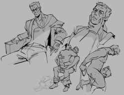 2boys body_hair briefcase eating_pussy erection erection_under_clothes face_grab g-man glasses gordon_freeman half-life half-life_2 looking_up loose_tie mastectomy_scar open_jacket penetration sketch sketch_page spread_legs suit tie xenophalic yaoi