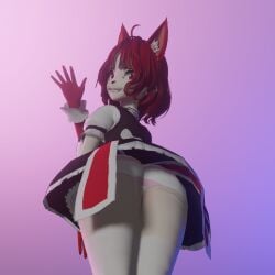 3d 3d_(artwork) accidental_circumstance accidental_exposure anime anime_style anthro awkward_moment awkward_smile blender blender_(software) blender_eevee butt_focus cat_girl cat_humanoid catgirl catmaid_(localartmaid) dress_lift feline female female_focus female_human female_only first_time kemono localartmaid looking_at_viewer looking_back looking_back_at_viewer looking_down maid maid_dress maid_uniform neko nervous nervous_face nervous_female nervous_grin nervous_smile oops panties pantyshot pantyshot_(standing) pink_and_white_panties pink_panties simple_background suprised thick_thighs undershot underwear wave