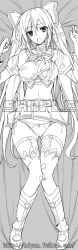 1girls artist_request black_and_white breasts cameltoe cleavage compile_heart dakimakura_design hair_ribbon idea_factory legwear long_hair midriff monochrome navel neptunia_(series) nipples noire open_mouth panties sample_watermark tagme_(artist) torn_clothes twintails