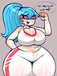 1girls 2023 5hitzzzu big_breasts blue_hair boombita breasts cleavage dialogue female female_only friday_night_funkin friday_night_funkin_mod funcu funculicious gym_clothes heart-shaped_pupils meatcuteshii newgrounds pinkbobatoo ponytail skiddioop sky_(friday_night_funkin) skyblue solo solo_female sports_bra stereodaddy thick_thighs thighs thighs_bigger_than_head tight_clothing white_skin wide_hips workout_clothes yoga_pants