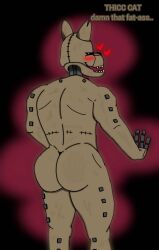 <3 1boy animatronic animatronic_male anthro anthro_only ass ass_focus blush blushing butt butt_crack butt_focus cat cat_(fnac) domestic_cat feline five_nights_at_candy's furry furry_only hearts hearts_around_head male_only monsterratfnac3 no_tail robot safe safe_for_work small_head solo_male stitches text yiff