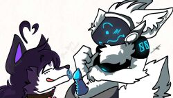 blue_penis comission condom fur furry furry_ears furry_only ibasi protogen purple_ears purple_fur purple_hair self_upload surprised tagme white_ears white_fur white_hair