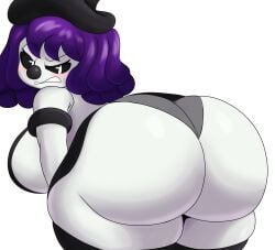 1girls ass blush clown clown_nose commission commissioner_oc female female_only frown huge_ass licora_(darkcoconutx) looking_back mechspazer mime original original_character purple_hair rear_view short_hair short_skirt shortstack solo solo_female