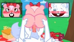 1boy 1girls animated balls duo female giggles_(htf) happy_tree_friends male penis pussy snowers tagme vaginal_penetration video