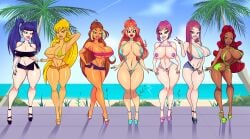 2d 4kids_entertainment 7girls aisha aisha_(winx_club) background beach between_labia bimbo bimbo_body bimbo_lips bimbo_prostitute bimbofication blonde_hair bloom bloom_(winx_club) bottomless dark-skinned_female facing_viewer female_only flora flora_(winx_club) heart-shaped_pasties high_heels hoop_earrings hoop_earrings_oversized implied_transformation innie_pussy inviting jose12mexico large_ass large_breasts latina layla layla_(winx_club) lined_up makeup micro_bikini microskirt multicolored_hair multiple_girls musa musa_(winx_club) nickelodeon pale-skinned_female pasties platform_heels post_transformation pussy_hair rainbow_(animation_studio) red_hair red_lipstick roxy roxy_(winx_club) seductive_eyes seductive_look seductive_smile sling_bikini slingshot_swimsuit stella stella_(winx_club) tecna tecna_(winx_club) thick_lips thick_thighs transformation twintails winx_club