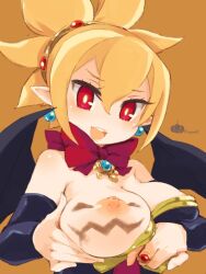 body_paint body_writing breasts disgaea disgaea_2 exposed_breasts flashing flashing_breasts large_breasts nippon_ichi_software no_bra rozalin